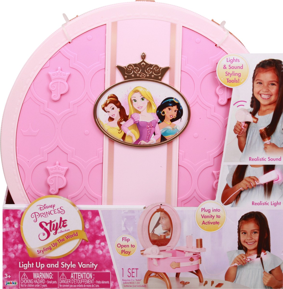 slide 1 of 9, Disney Princess 3+ Style Collection Light Up & Style Vanity 1 ea, 1 ct