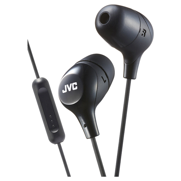 slide 1 of 1, JVC Marshmallow Headphones with Microphone and Remote, Black, 1 ct