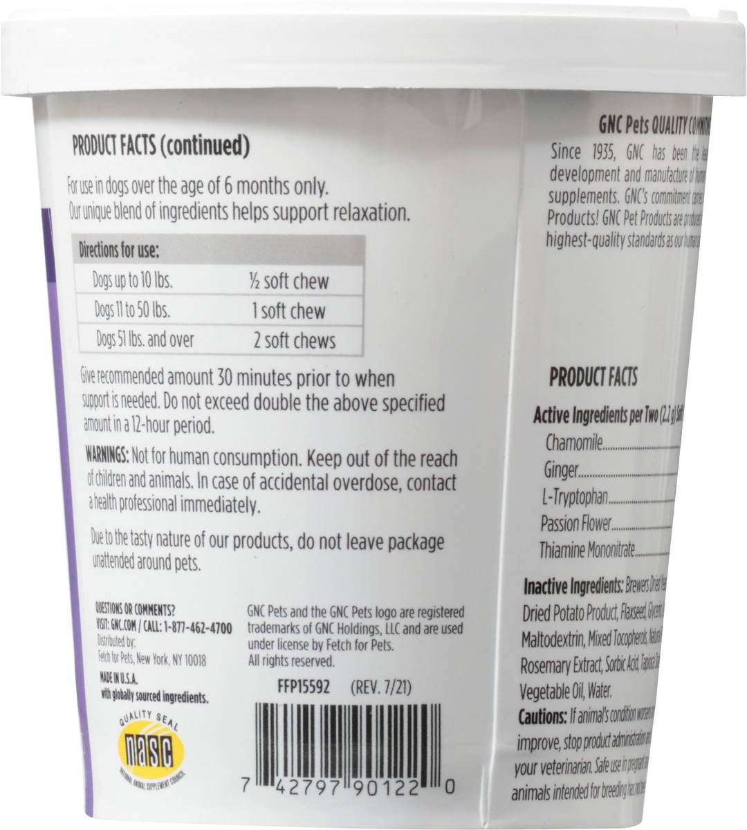 slide 11 of 12, GNC Pet Wellness Essentials Adult Dog Bacon Flavor Calming 60 Soft Chews, 60 ct