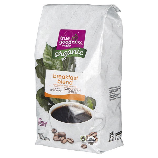 slide 27 of 29, Meijer True Goodness Organic Breakfast Blend Whole Bean Coffee - 32 oz, 32 oz