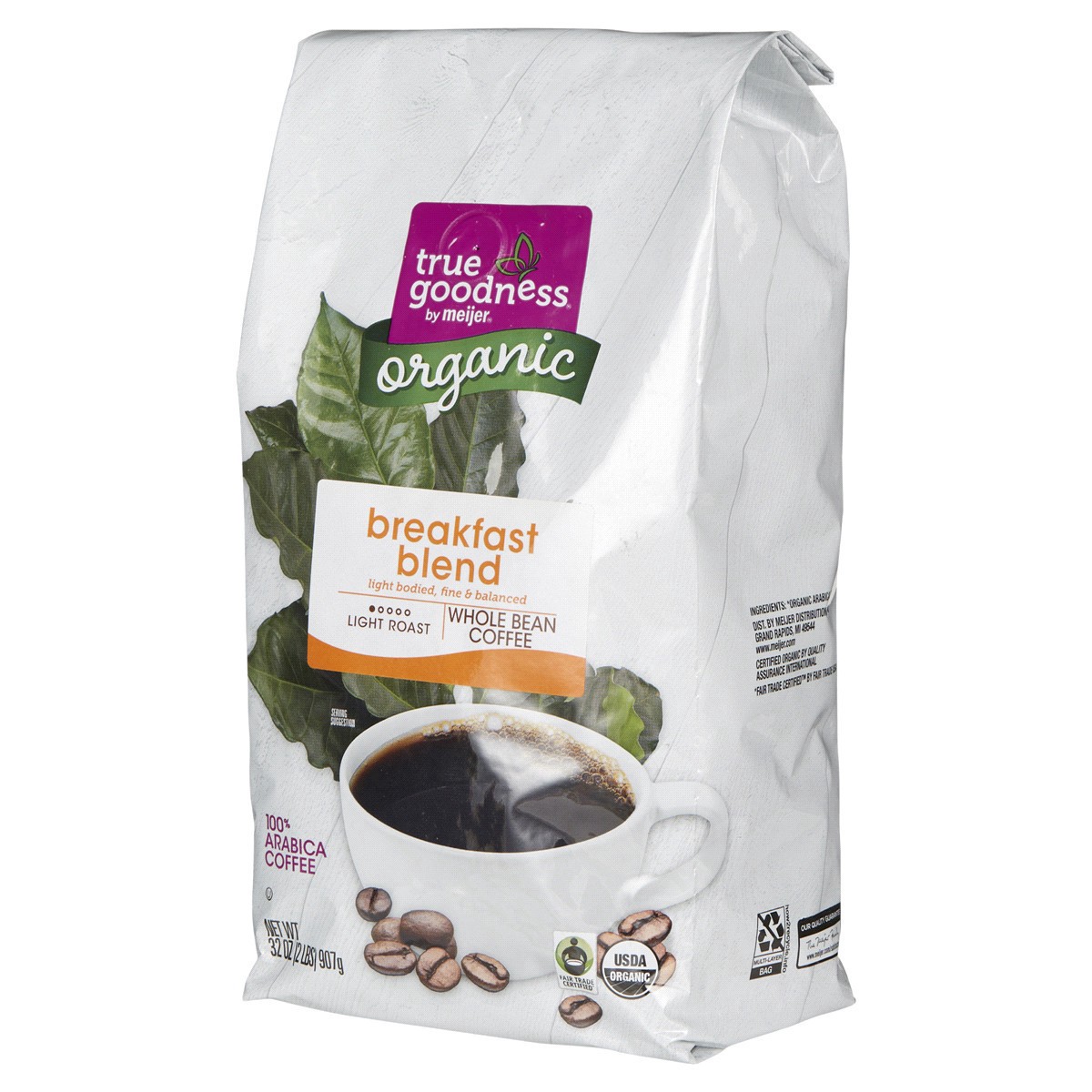 slide 15 of 29, Meijer True Goodness Organic Breakfast Blend Whole Bean Coffee - 32 oz, 32 oz