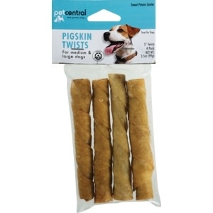 slide 1 of 1, Pet Central Pigskin Twists, 4 ct; 3.5 oz