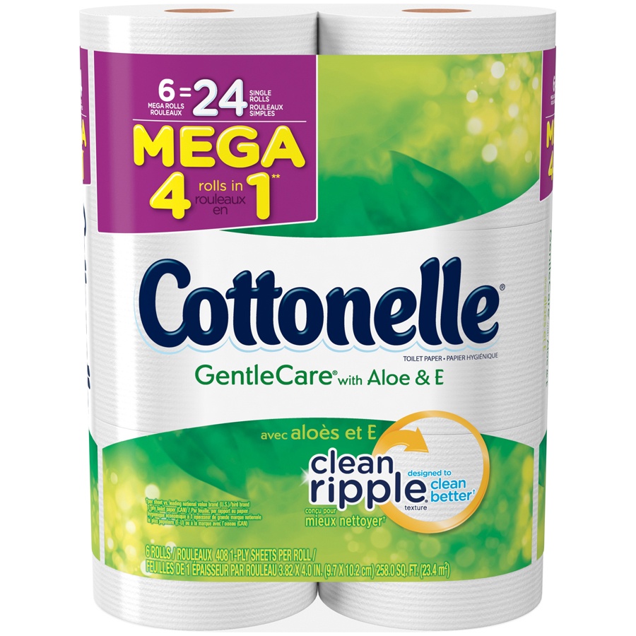 slide 1 of 3, Cottonelle Mega Roll Gentle Care, 6 ct