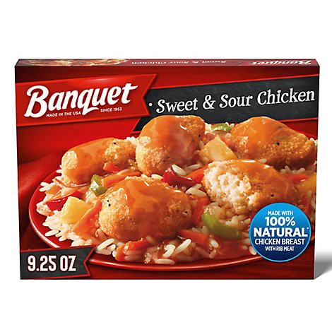slide 1 of 1, Banquet Sweet And Sour Chicken Frozen Meal - 9.25 Oz, 9.25 oz