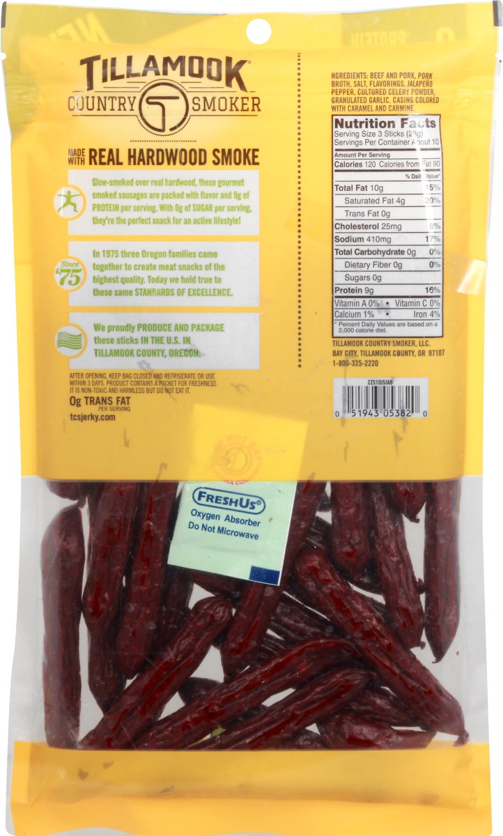 slide 6 of 13, Tillamook Zero Sugar Jalapeno Sausages, 10 oz