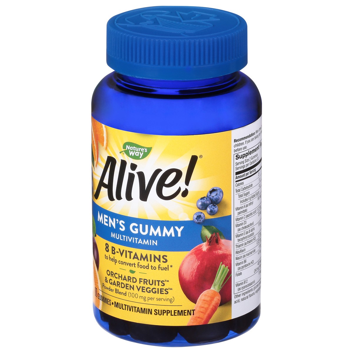 slide 2 of 9, Alive! Men's Gummy Orchard Fruits & Garden Veggies Multivitamin 60 Gummies, 60 ct