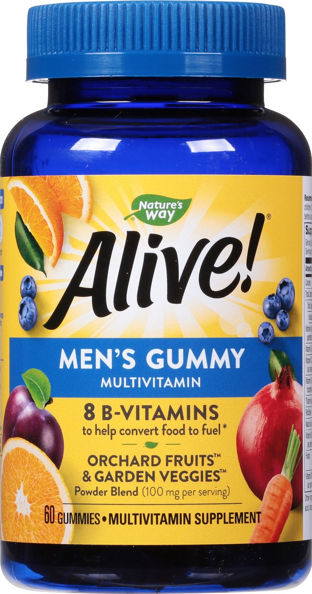 slide 6 of 9, Alive! Men's Gummy Orchard Fruits & Garden Veggies Multivitamin 60 Gummies, 60 ct