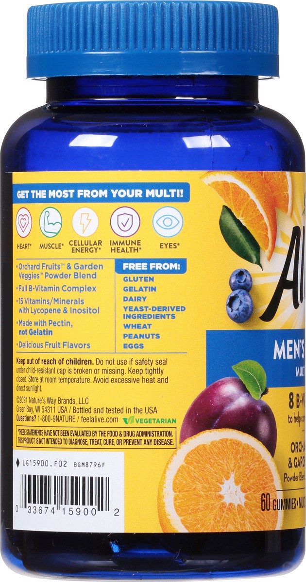 slide 7 of 9, Alive! Men's Gummy Orchard Fruits & Garden Veggies Multivitamin 60 Gummies, 60 ct