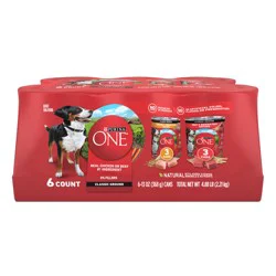 Purina ONE Classic Ground Chicken and Brown Rice, and Beef and Brown Rice Entrees Wet Dog Food Variety Pack - (6) 13 oz. Cans