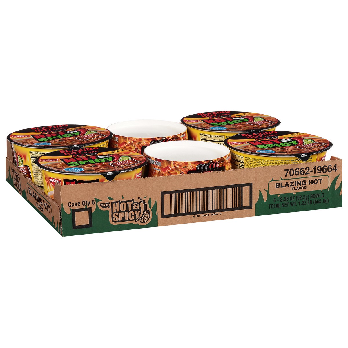 slide 2 of 9, Nissin Hot & Spicy Blazing Hot Flavor Ramen Noodle Soup 6 - 3.28 oz Bowls, 6 ct