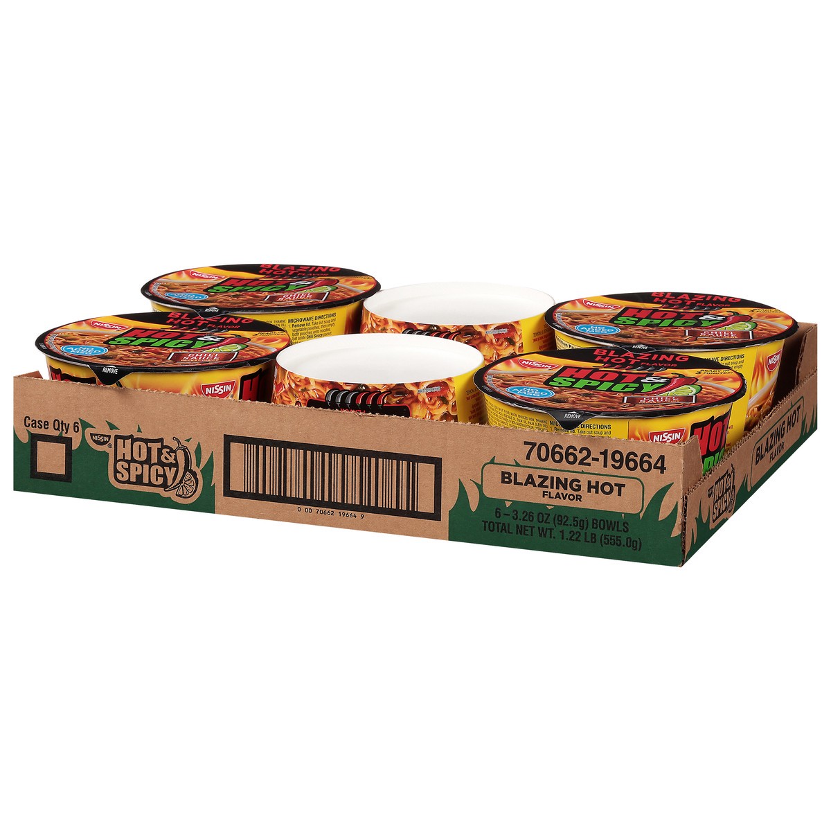 slide 3 of 9, Nissin Hot & Spicy Blazing Hot Flavor Ramen Noodle Soup 6 - 3.28 oz Bowls, 6 ct
