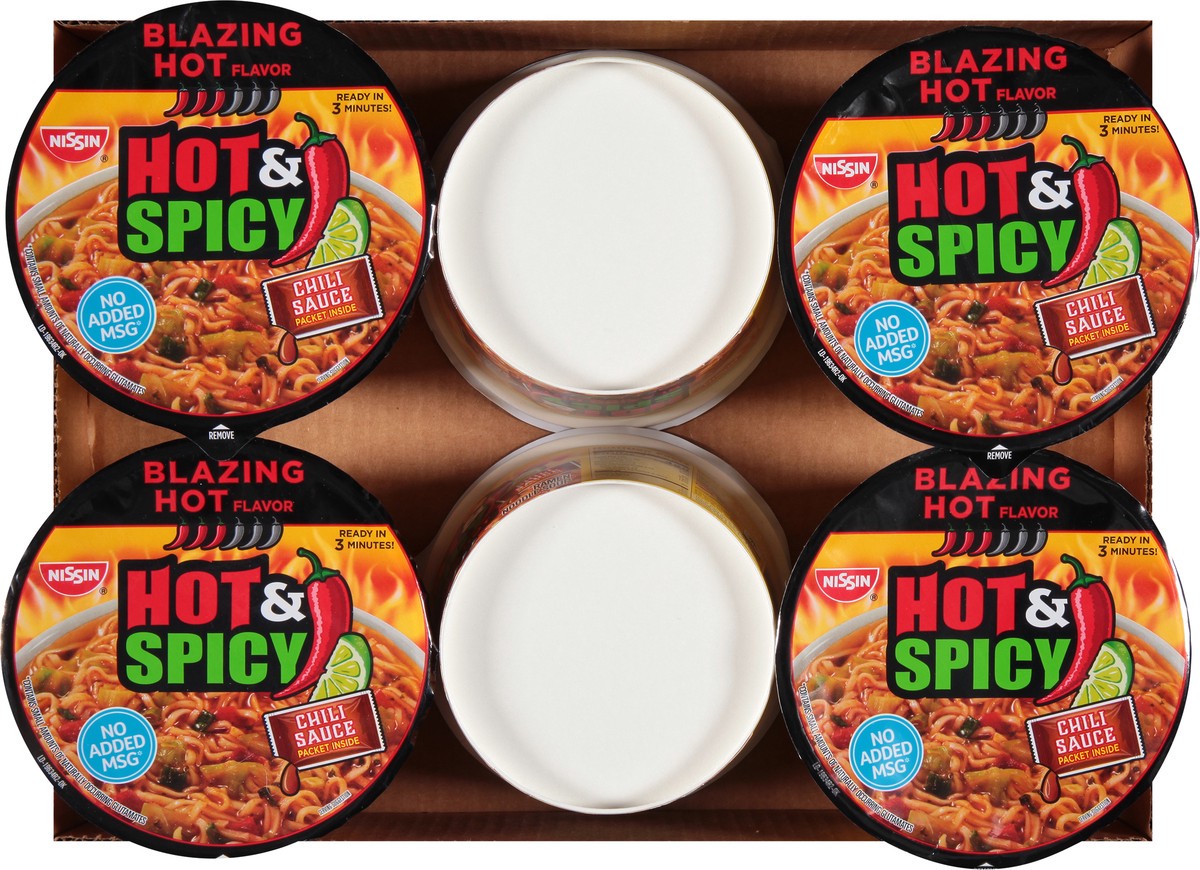 slide 4 of 9, Nissin Hot & Spicy Blazing Hot Flavor Ramen Noodle Soup 6 - 3.28 oz Bowls, 6 ct