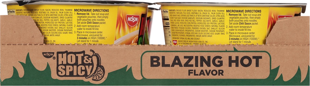 slide 5 of 9, Nissin Hot & Spicy Blazing Hot Flavor Ramen Noodle Soup 6 - 3.28 oz Bowls, 6 ct