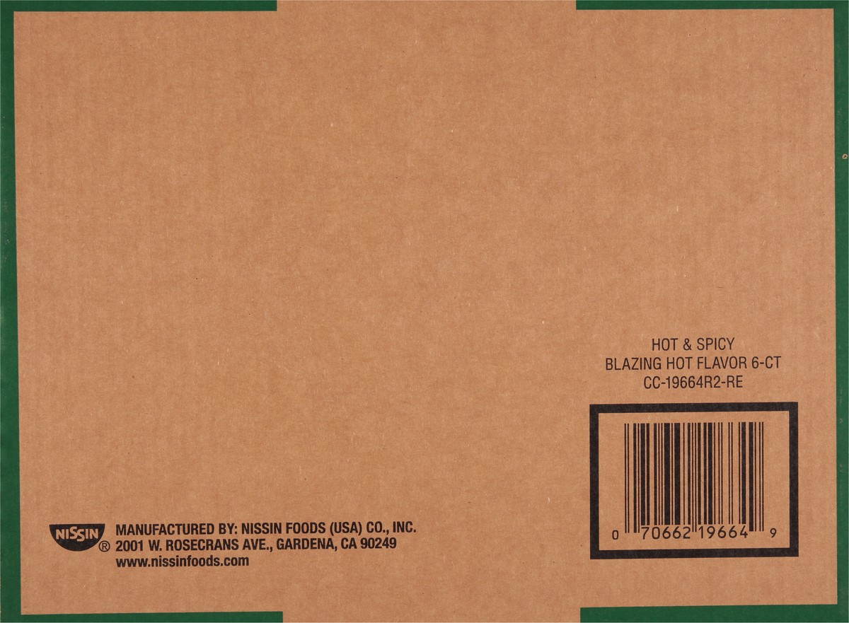 slide 6 of 9, Nissin Hot & Spicy Blazing Hot Flavor Ramen Noodle Soup 6 - 3.28 oz Bowls, 6 ct