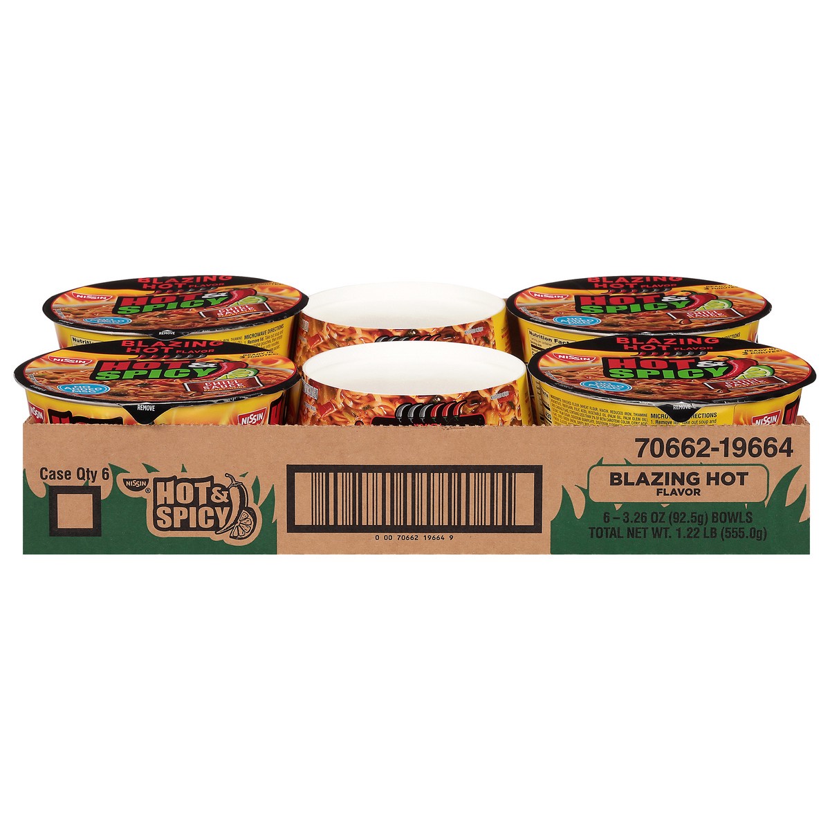 slide 9 of 9, Nissin Hot & Spicy Blazing Hot Flavor Ramen Noodle Soup 6 - 3.28 oz Bowls, 6 ct