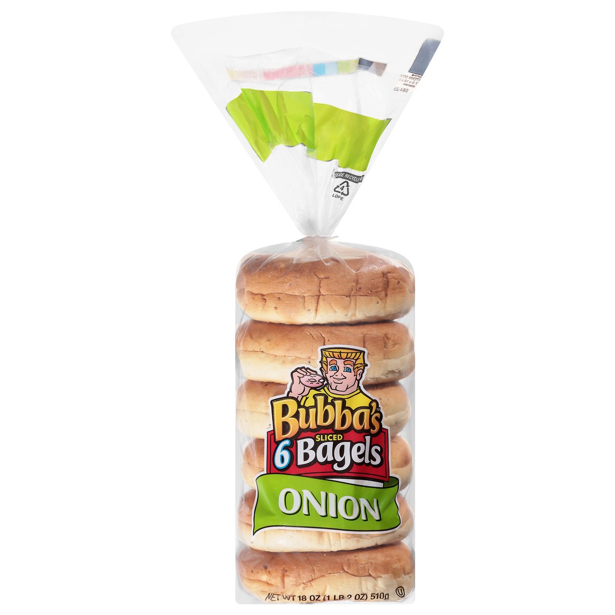 slide 1 of 1, Bubba's Sliced Onion Bagels, 6 Count, 6 ct