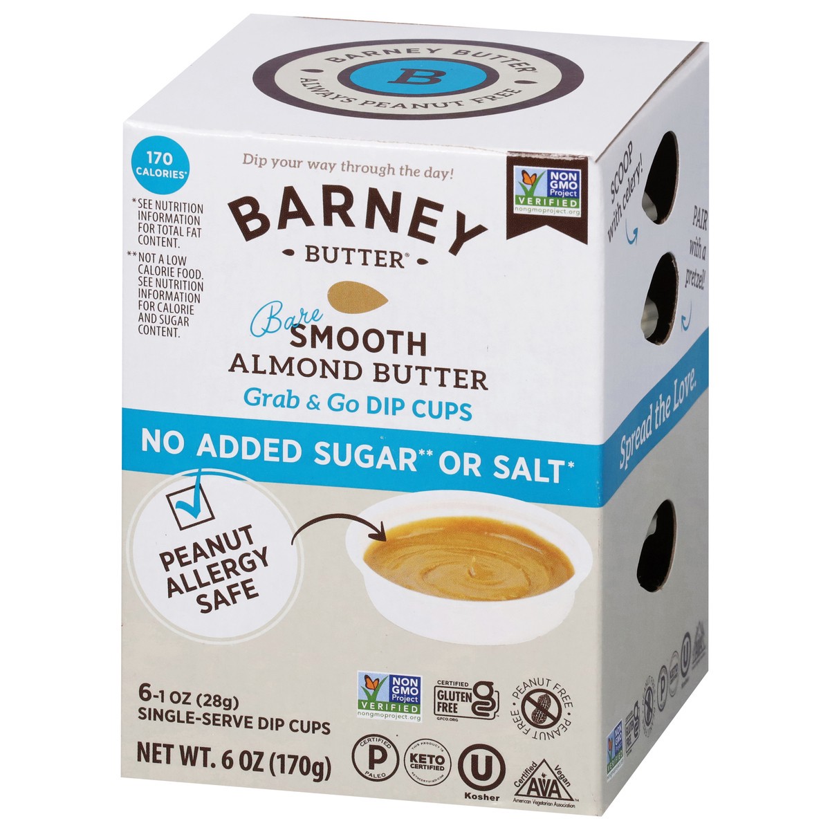 slide 9 of 13, Barney Grab & Go Dip Cups Bare Smooth Almond Butter 6 - 1 oz Cups, 6 ct