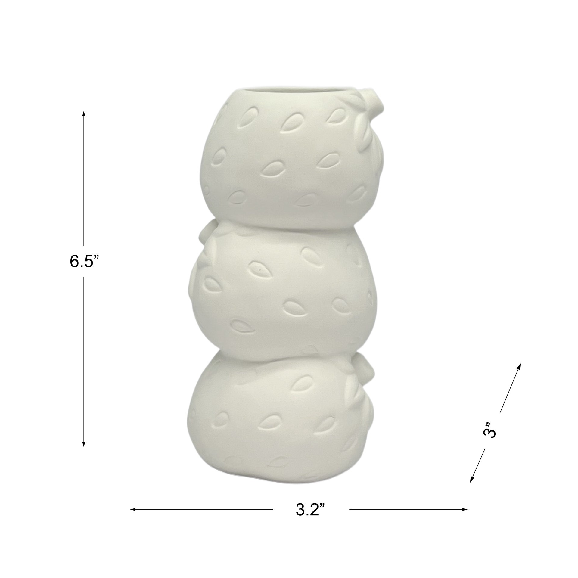 slide 3 of 6, 6.5" Diy Ceramic Strawberry Stack Vase By Make Market, 3.2” x 3” x 6.5”