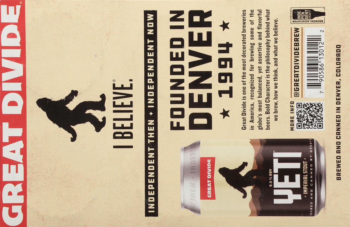 slide 7 of 9, Great Divide Brewing Co. Brewing Co. Imperial Stout Yeti Beer 6 - 12 oz Cans, 6 ct