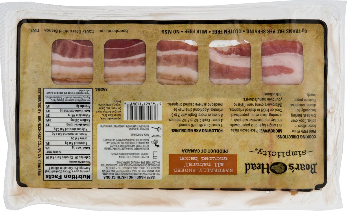 slide 7 of 11, Boar's Head Simplicity Smoked Bacon, 1 ct