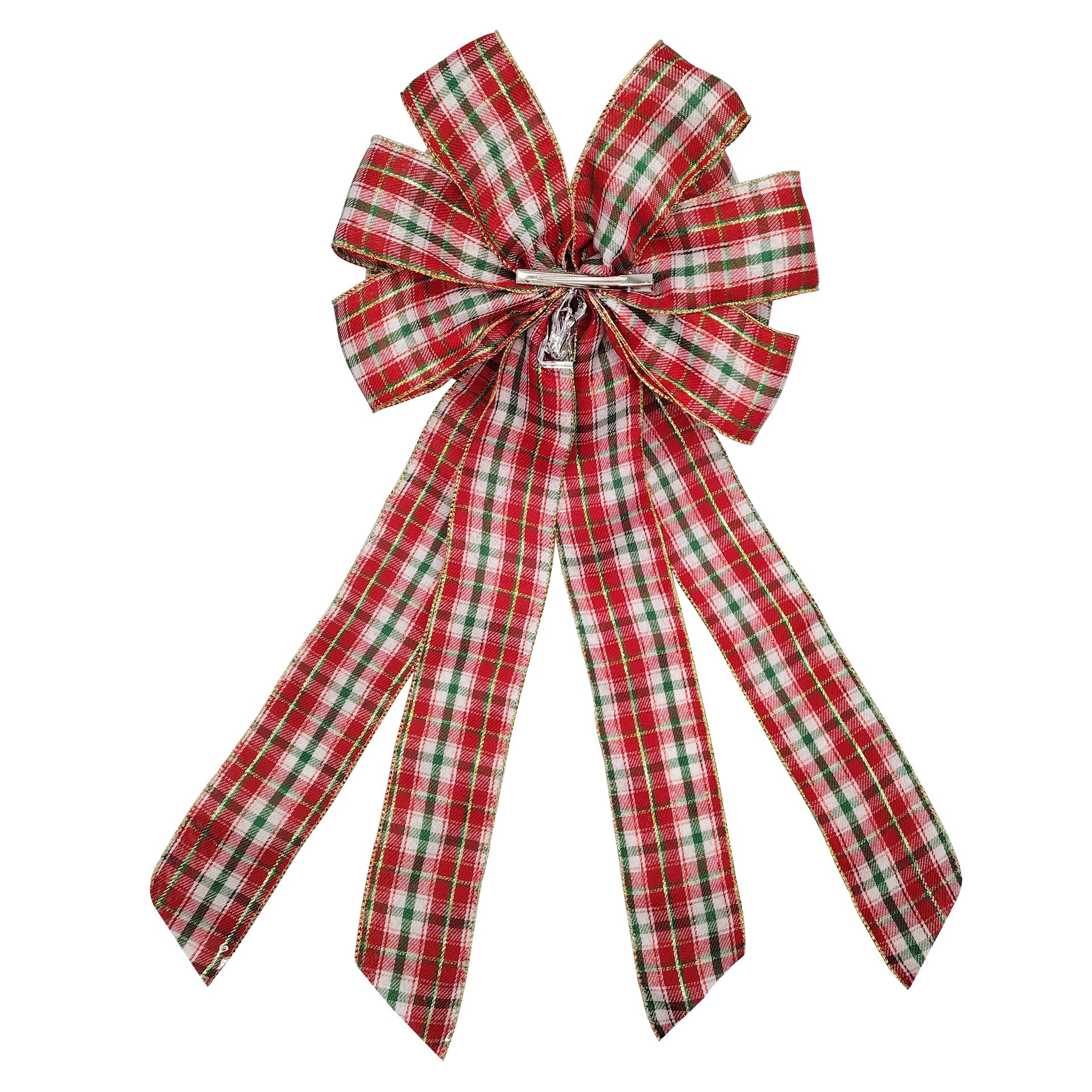 slide 2 of 4, 20.5" Red, White & Green Plaid Tree Bow By Celebrate It, 11 in x 20.5 in