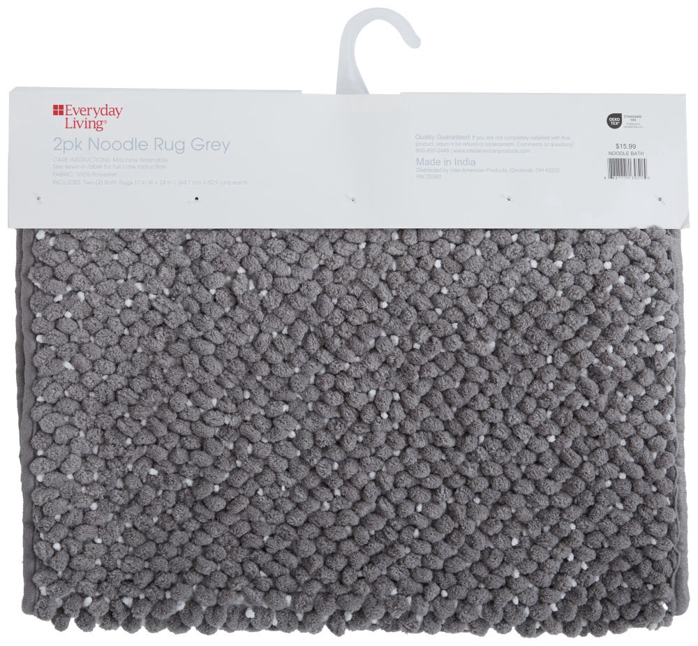 slide 3 of 4, Everyday Living 100% Polyester Noodle Bathmat 2-Pack - Sharkskin, 2 ct