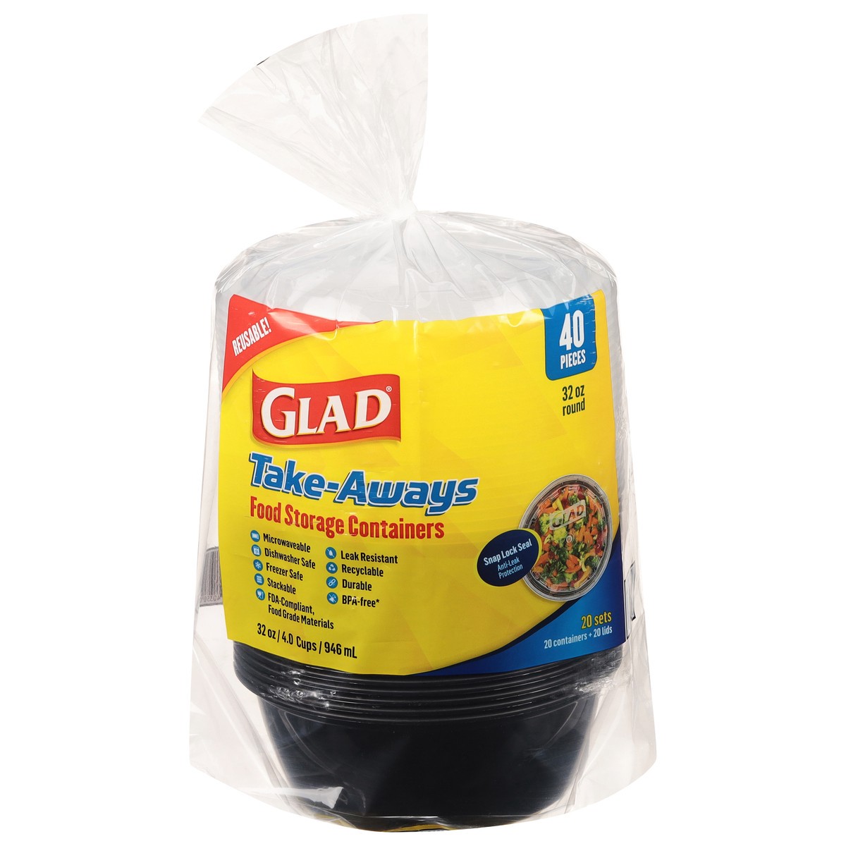 slide 10 of 11, Glad Take-Aways Round, 40 ct