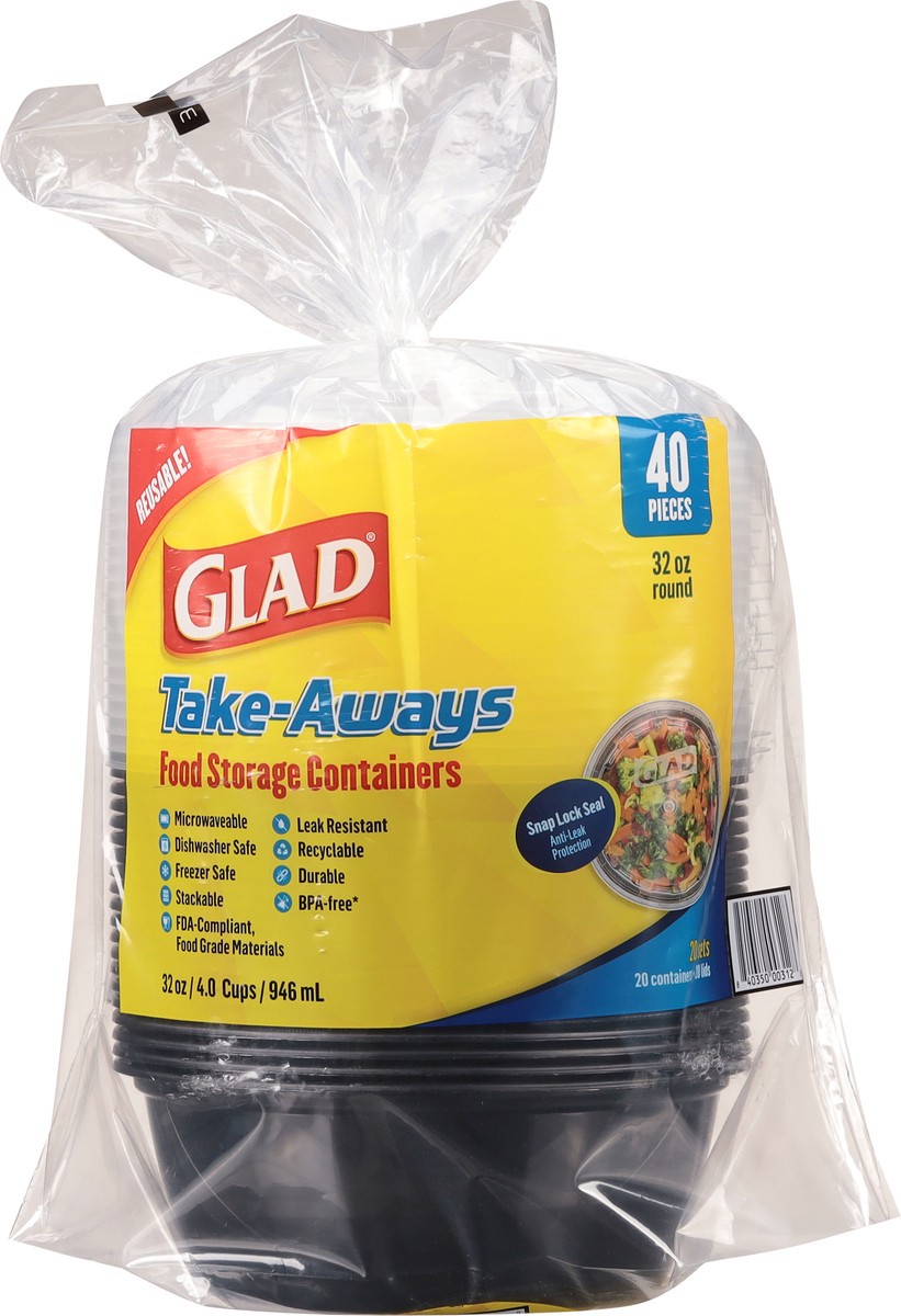 slide 5 of 11, Glad Take-Aways Round, 40 ct