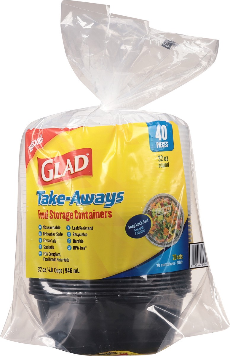 slide 2 of 11, Glad Take-Aways Round, 40 ct