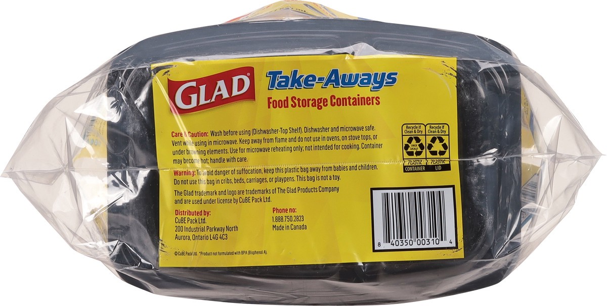 slide 11 of 11, Glad Take-Aways Divided Rectangular, 40 ct