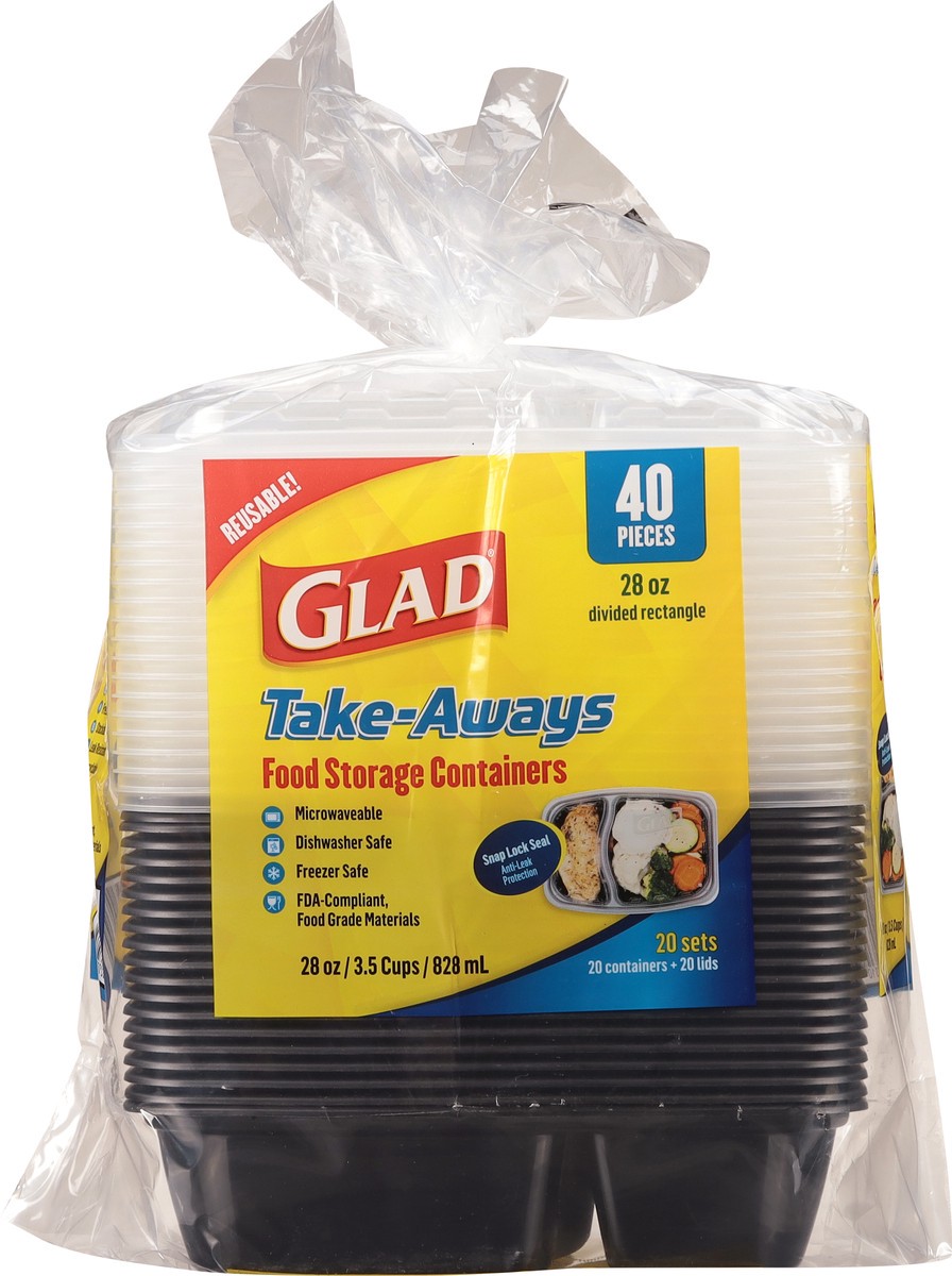 slide 9 of 11, Glad Take-Aways Divided Rectangular, 40 ct