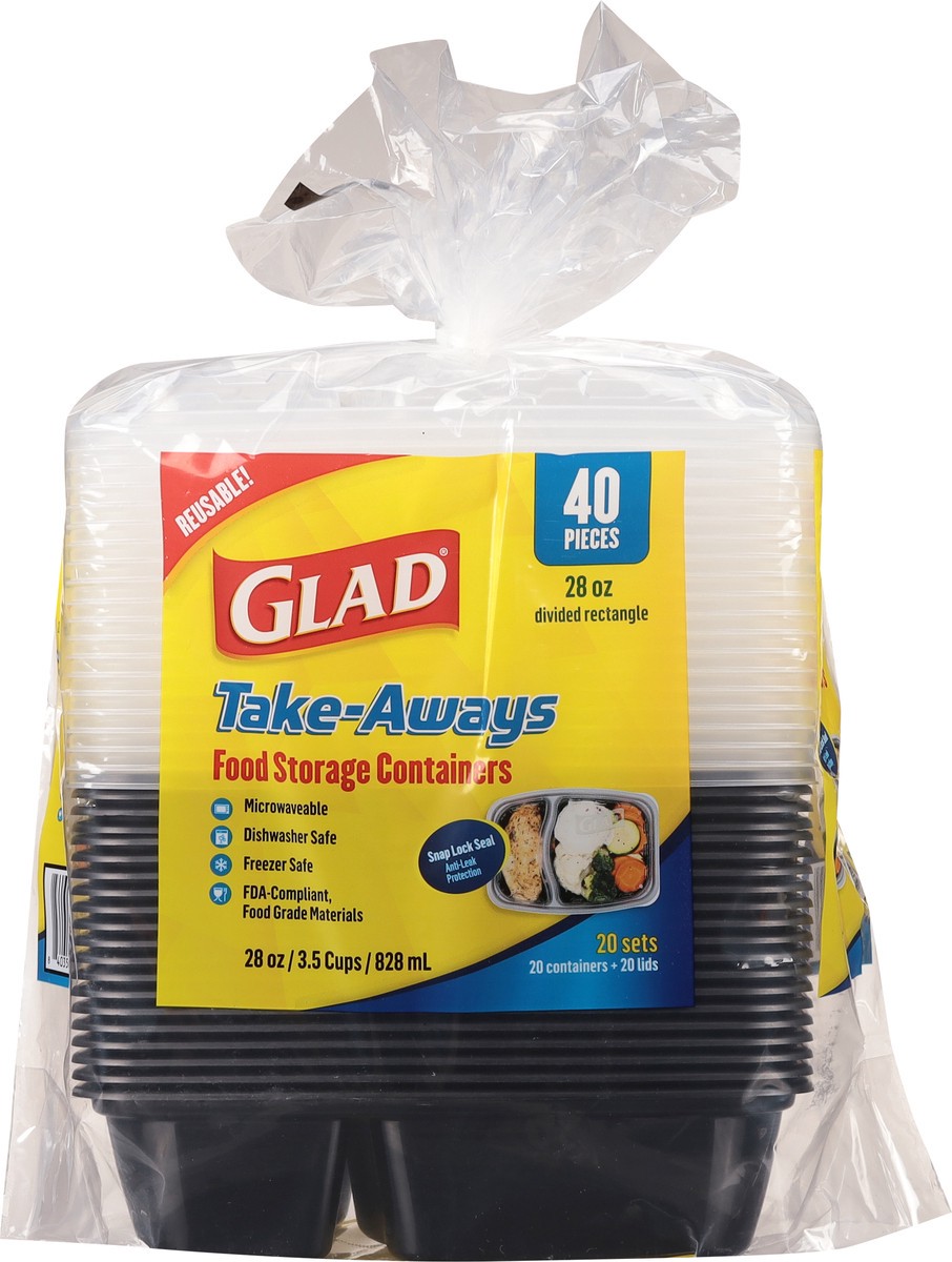 slide 4 of 11, Glad Take-Aways Divided Rectangular, 40 ct
