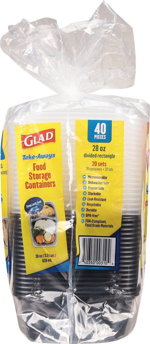 slide 8 of 11, Glad Take-Aways Divided Rectangular, 40 ct