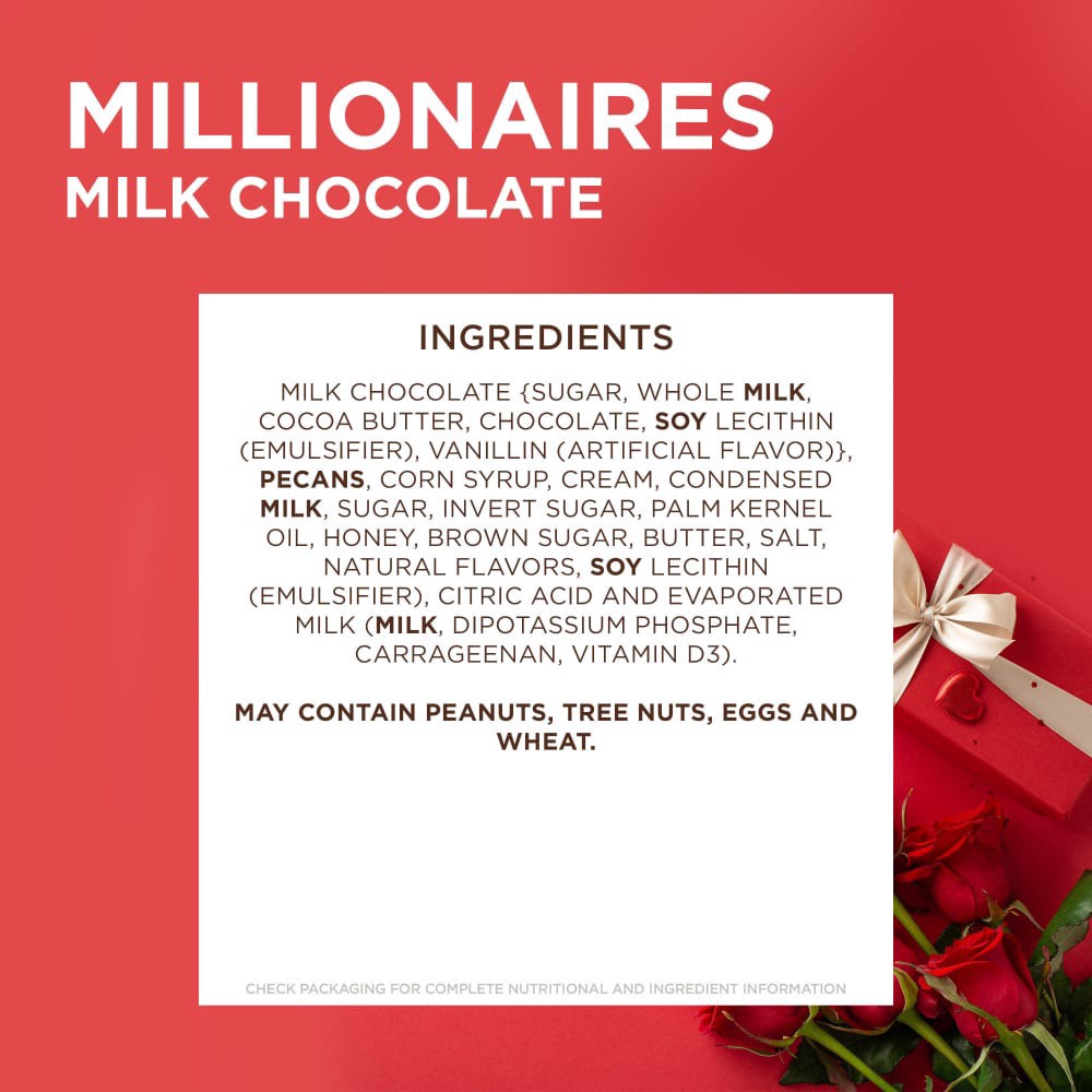 slide 3 of 6, PANGBURN's OF TEXAS Milk Chocolate Millionaires Valentine's Day Heart Gift Box, 4.3 oz