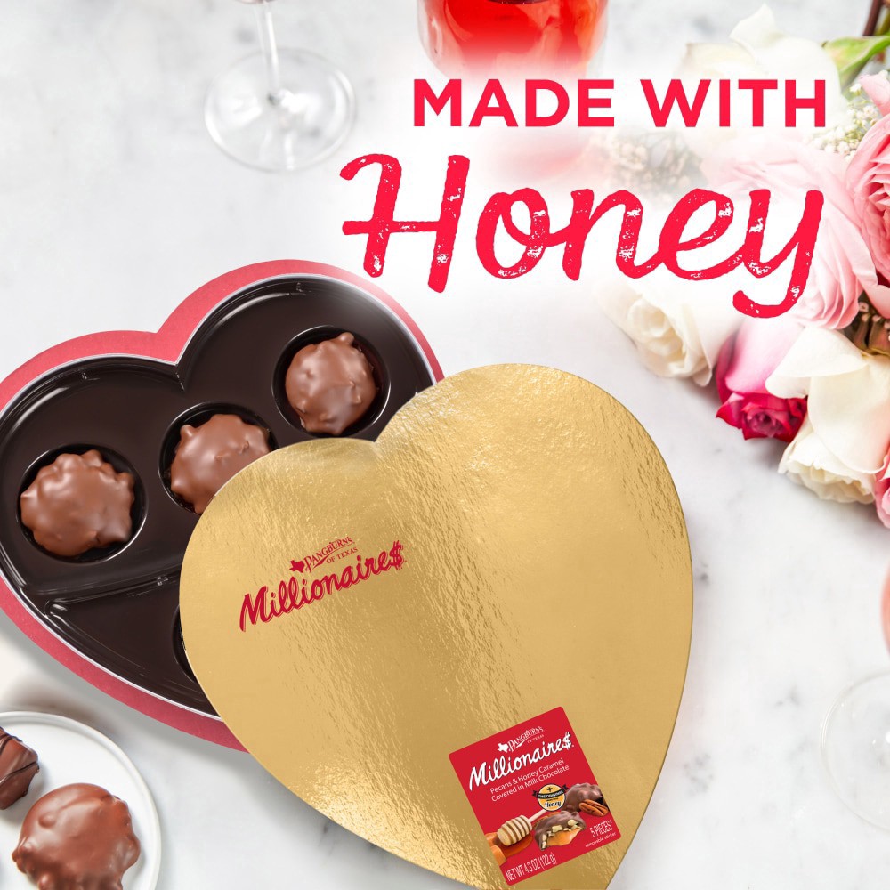 slide 2 of 6, PANGBURN's OF TEXAS Milk Chocolate Millionaires Valentine's Day Heart Gift Box, 4.3 oz