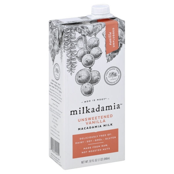slide 1 of 6, Milkadamia Unsweetened Vanilla Macadamia Milk 32 fl oz, 32 fl oz