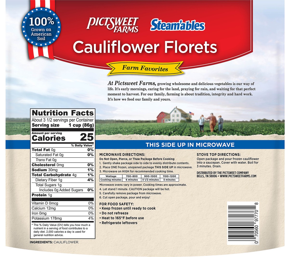 slide 5 of 6, Pictsweet Farms Steamables Cauliflower Florets - 10 Oz, 10 oz