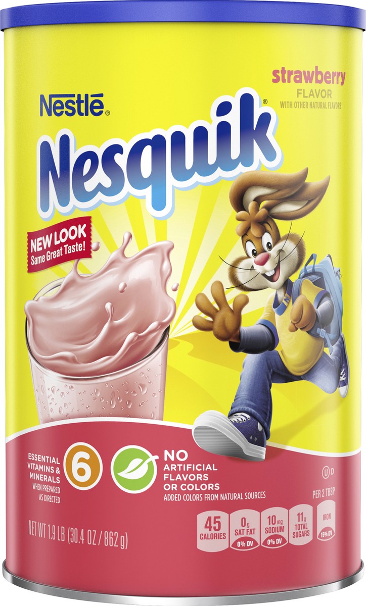 slide 5 of 6, Nesquik Strawberry Flavored Powder - 30.4 oz, 30.4 oz