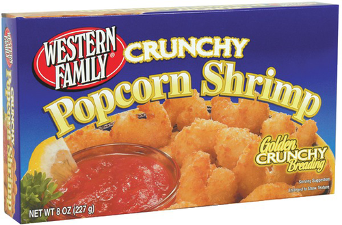 slide 1 of 1, Western Family Crunchy Popcorn Shrimp, 8 oz