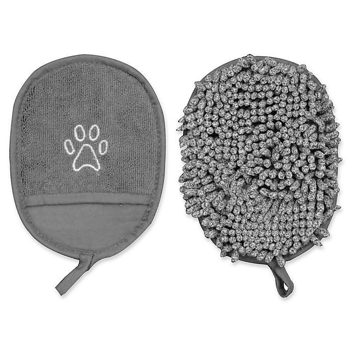 slide 1 of 3, Pawslife Clean Pup Fabric Mitt - Grey, 2 ct