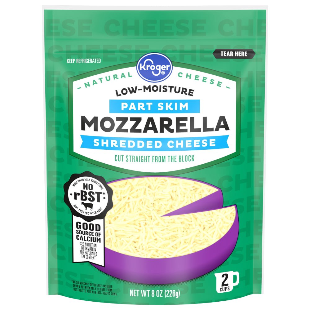 slide 1 of 2, Kroger Shredded Mozzarella Cheese, 8 oz