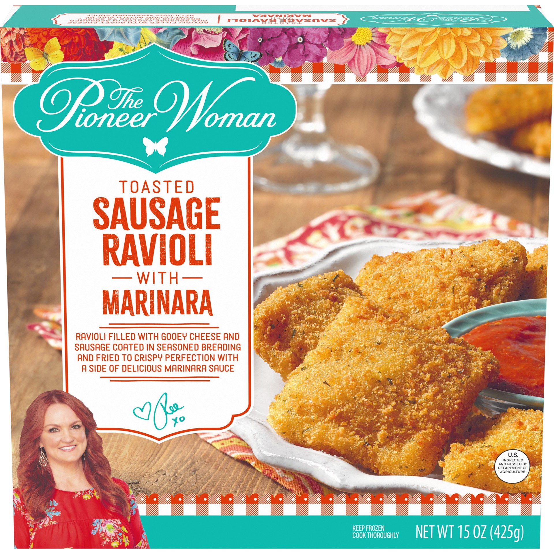 slide 1 of 5, The Pioneer Woman Toasted Sausage Ravioli with Marinara Sauce Frozen Snacks, 15 oz Box, 15 oz