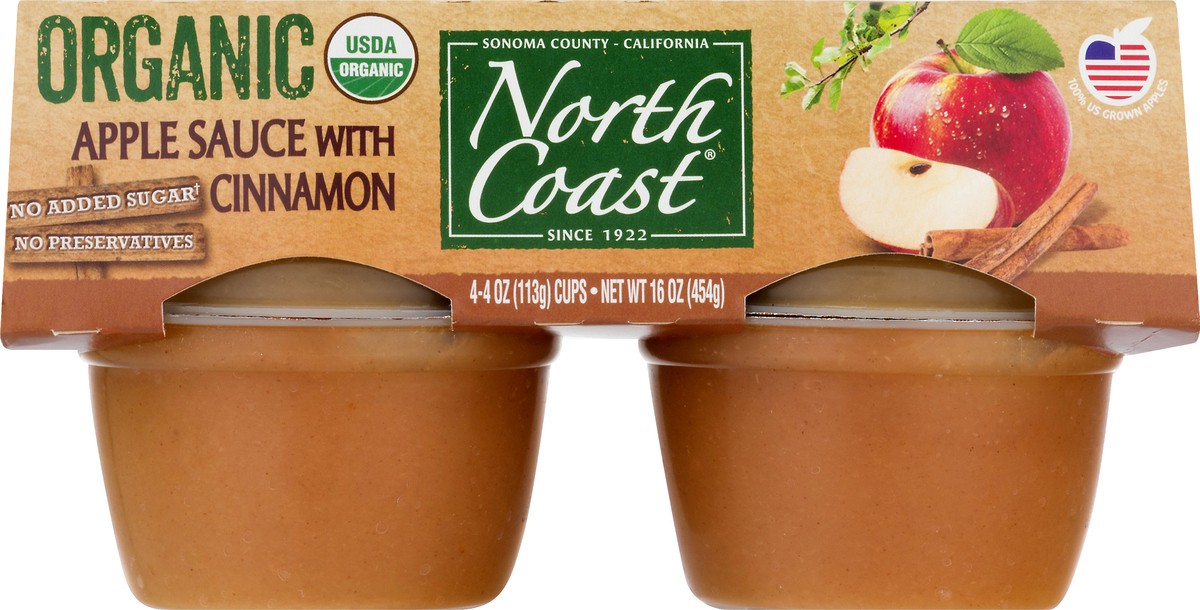 slide 6 of 13, North Coast Organic Apple Sauce with Cinnamon 4 - 4 oz Cups, 4 ct