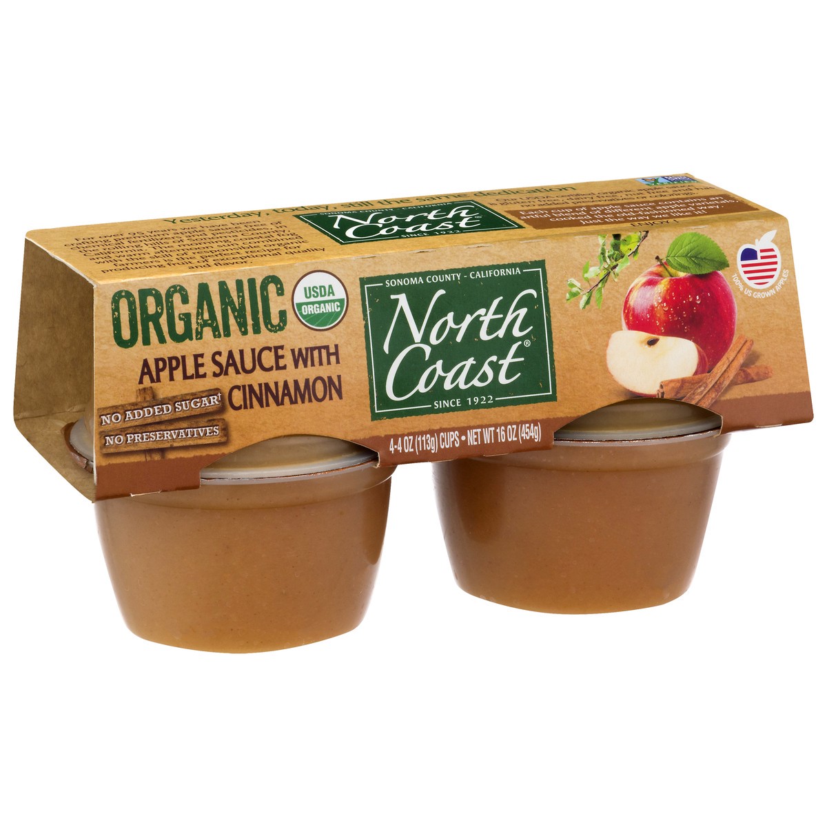 slide 4 of 13, North Coast Organic Apple Sauce with Cinnamon 4 - 4 oz Cups, 4 ct