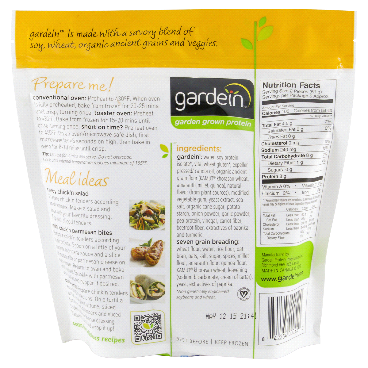 slide 2 of 2, Gardein Plant-Based Seven Grain Crispy Tenders, Vegan, Frozen Meat Alternative, 9 oz., 9 oz