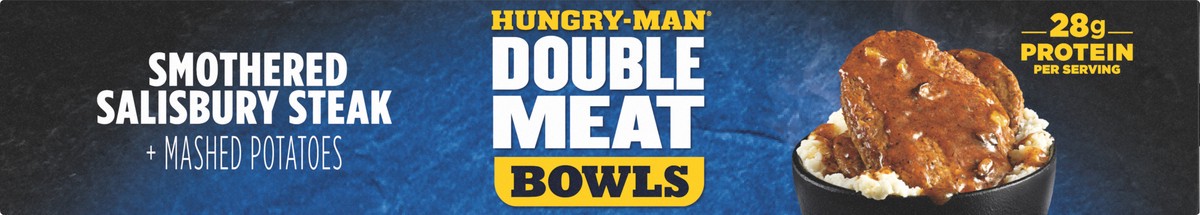 slide 5 of 10, Hungry-Man Double Meat Smothered Salisbury Steak Mashed Potatoes And Gravy Frozen Protein Bowl, 15 oz