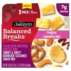 Sargento Balanced Breaks Smoky Sweet Cheese + Crunch Mix, Colby-Jack Cheese, BBQ Snack Mix