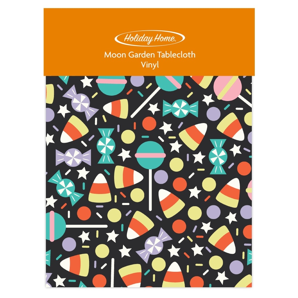 slide 1 of 1, Holiday Home Moon Garden Vinyl Tablecloth - Candy Corn, 1 ct