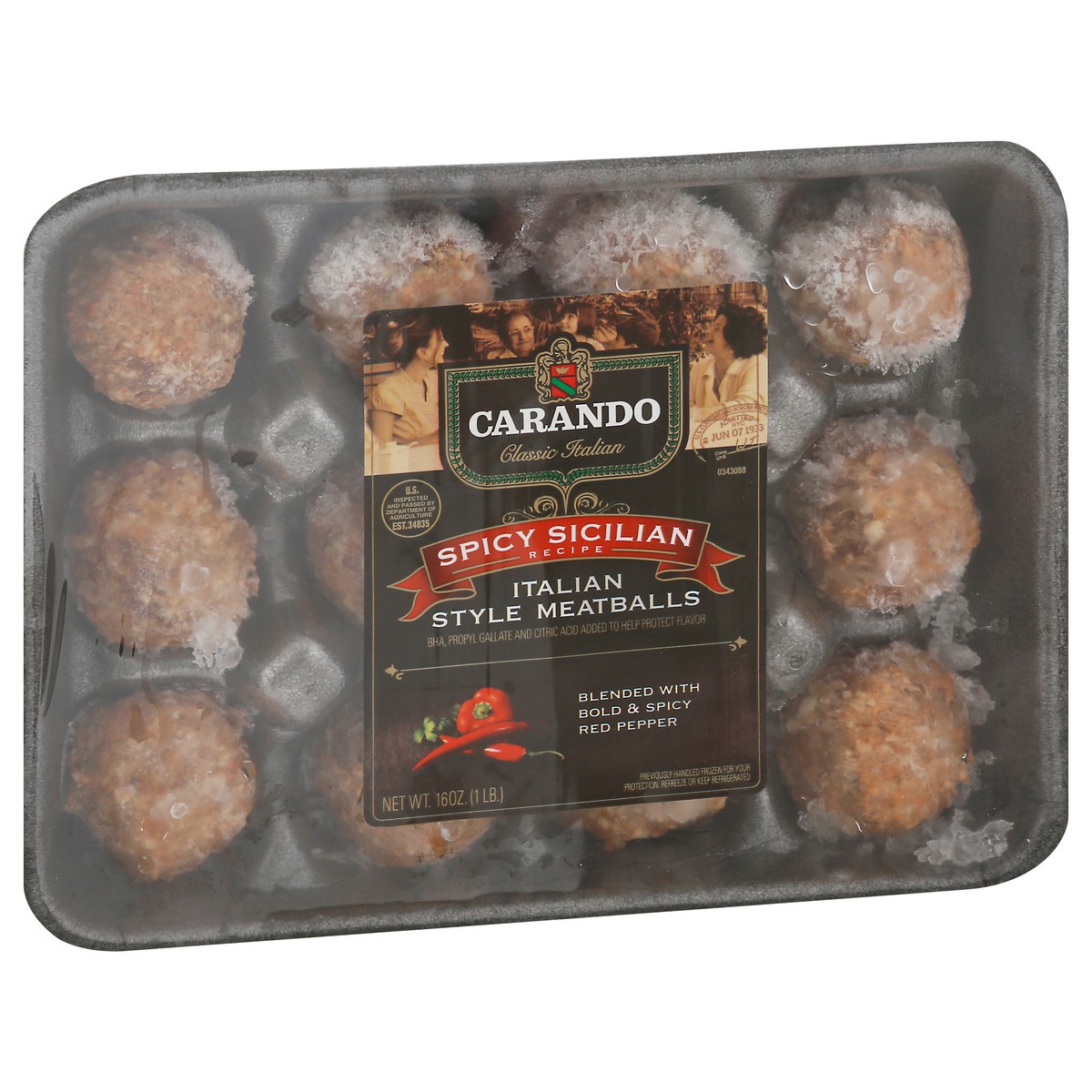 slide 4 of 9, Carando Spicy Sicilian Italian Style Meatballs, 16 oz, 16 oz