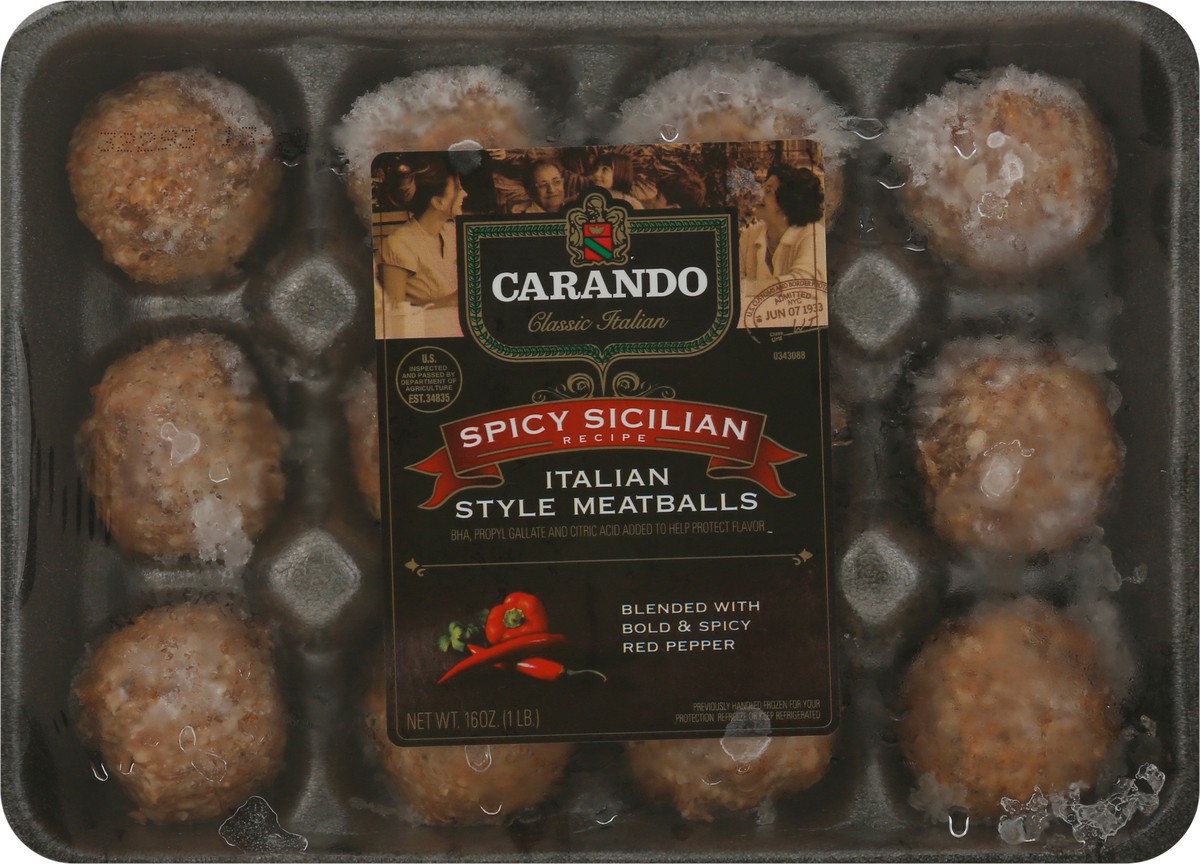 slide 7 of 9, Carando Spicy Sicilian Italian Style Meatballs, 16 oz, 16 oz